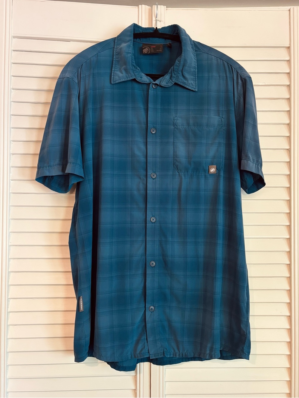 Mammut Blue Plaid Button Down Short Sleeve Shirt Large L